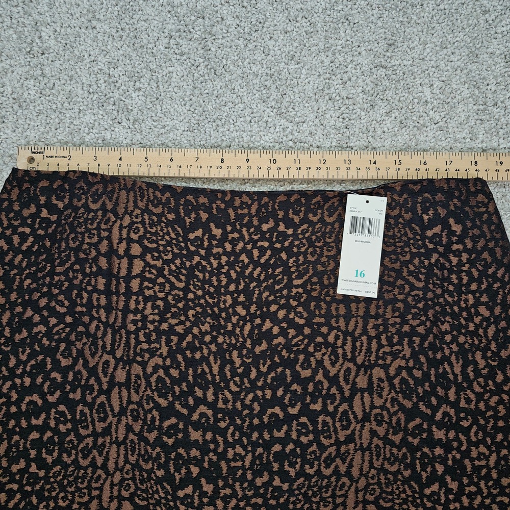 New Dana Buchman Womens‎ Size 16 Animal Print Jacquard Pencil Skirt Black Mocha - Picture 4 of 5